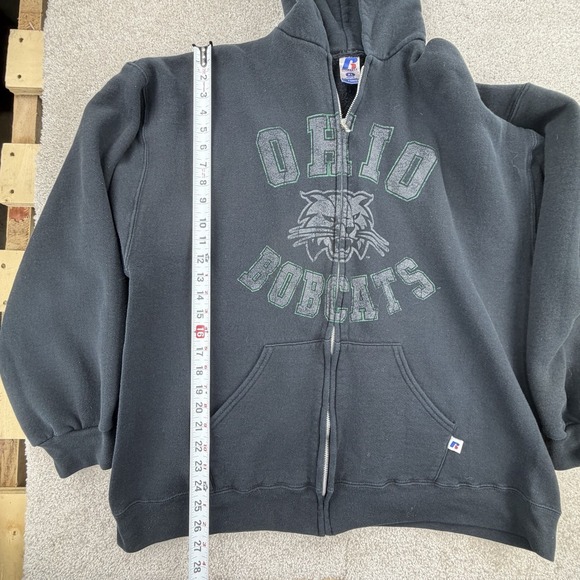 Vintage Ohio Bobcats Sweatshirt Hoodie Full Zip Mens XL Black NCAA 90s - Picture 5 of 7